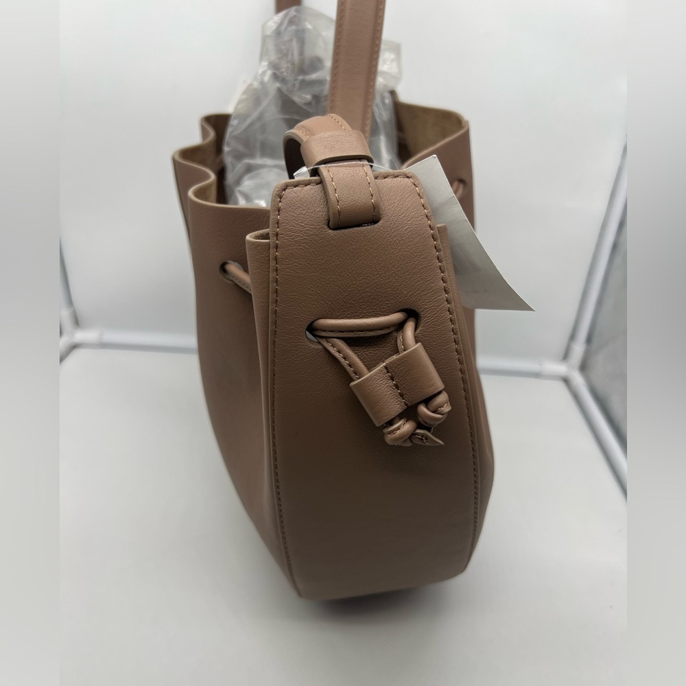 NWT MANSUR GAVRIEL Flores Biscotto Nude Leather Double Drawstring Shoulder Bag - Picture 13 of 16
